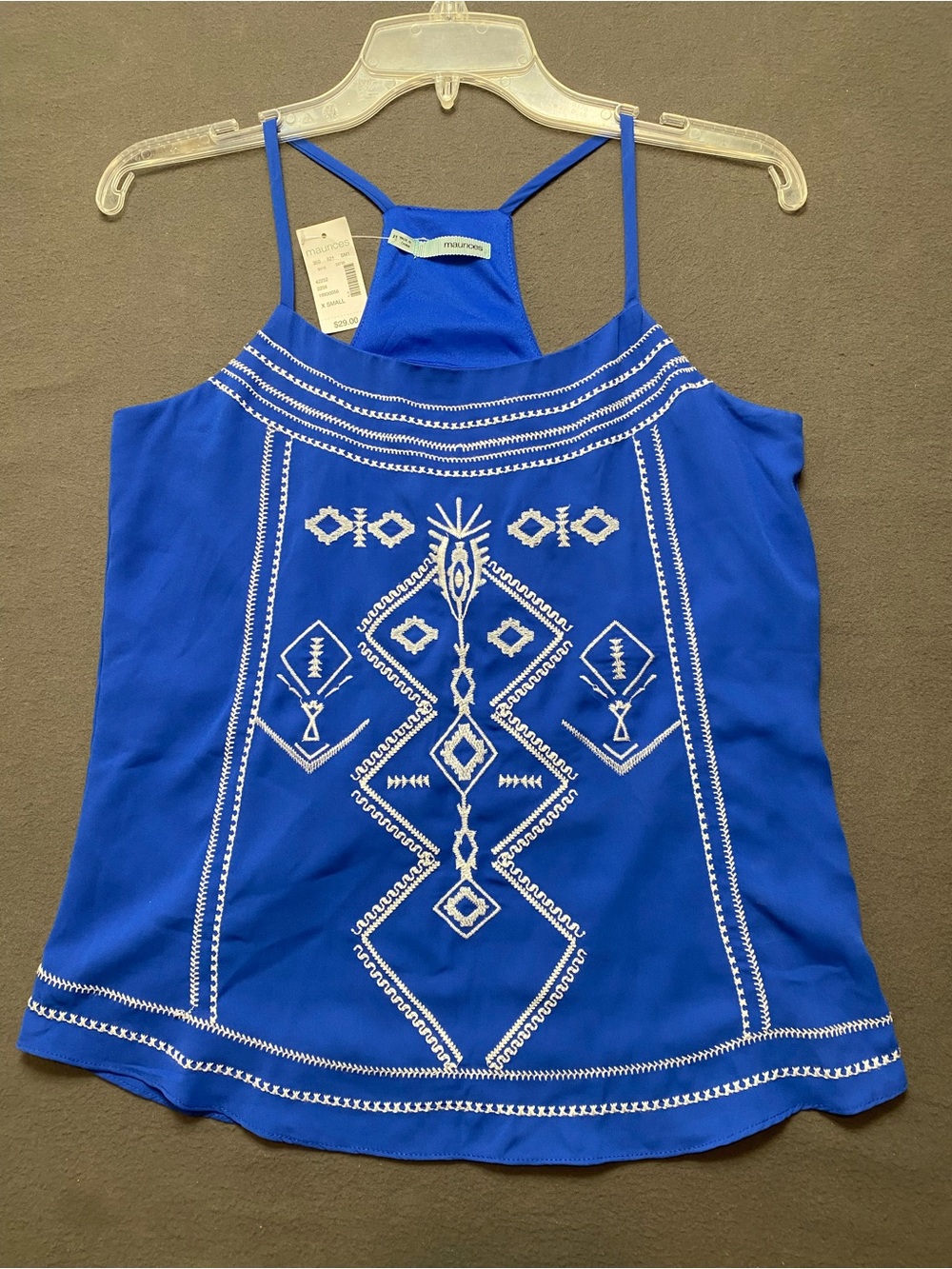 Maurices XS Bright Blue Embroidered Halter-Style Cami